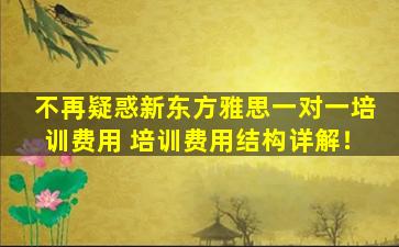 不再疑惑新东方雅思一对一培训费用 培训费用结构详解！